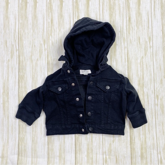 Gymboree Black Hooded Denim Long Sleeve Jean Jacket - Picture 1 of 5